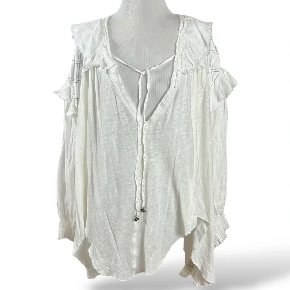 Free People Edwardian Romantic Ethereal Ally  Tunic in Optic White Medium NEW